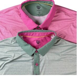 2 Graham Luxe Polo Shirt 2XL Pink Heathered Golf Casual‎ Mens Robert Graham